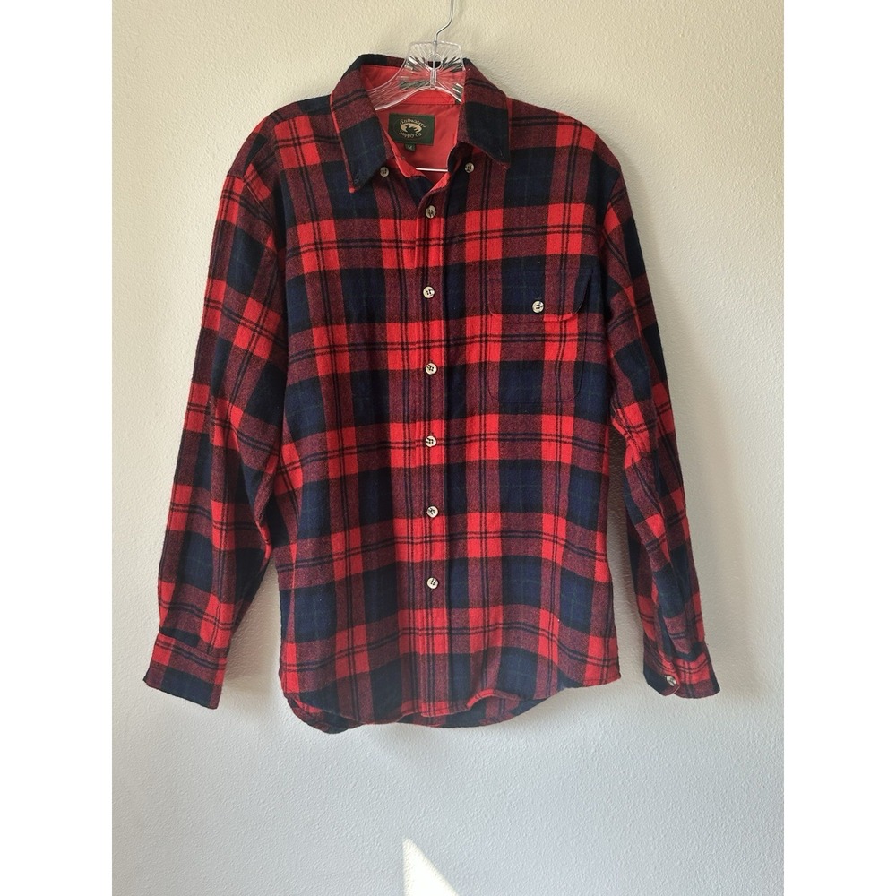Stillwater Supply Co Wool BlendShirt Mens M Red Gray Plaid Long Sleeve Button-Up